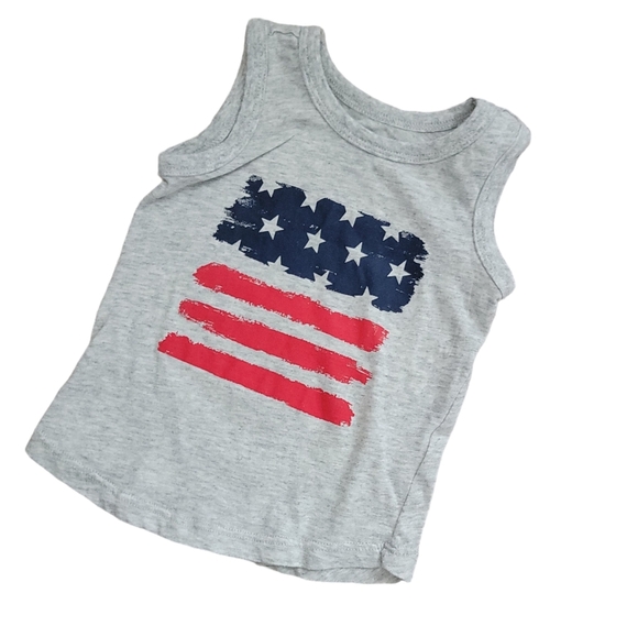 Infant Baby Boy Patriotic Flag Gray Tank 6-9 Months - Picture 2 of 4